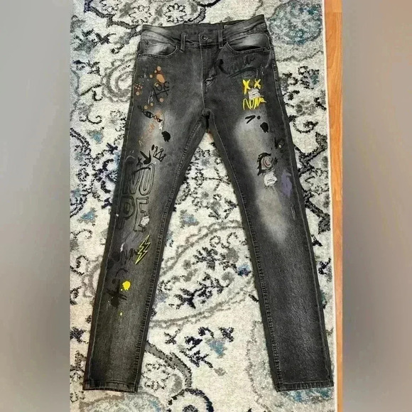 Vintage Southpole Jeans Distressed Y2K Skate Hip Graphic Tag Size 32x32 Skinny - Picture 1 of 15